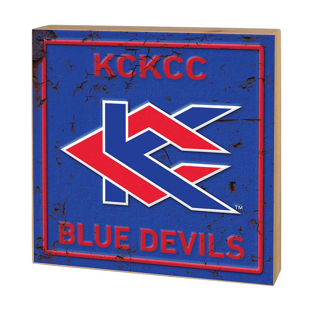 5x5 Block Faux Rusted Tin Kansas City Kansas Community College Blue Devils