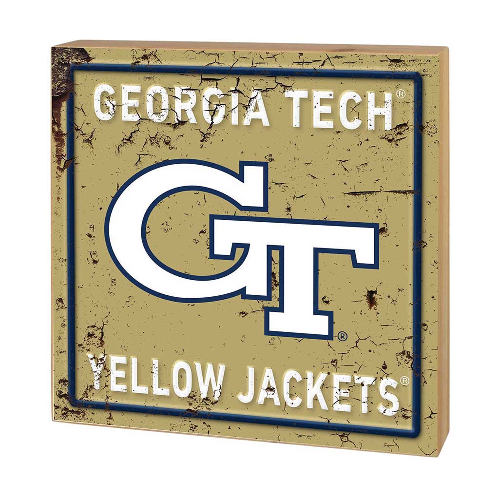 5x5 Block Faux Rusted Tin Georgia Tech Yellow Jackets