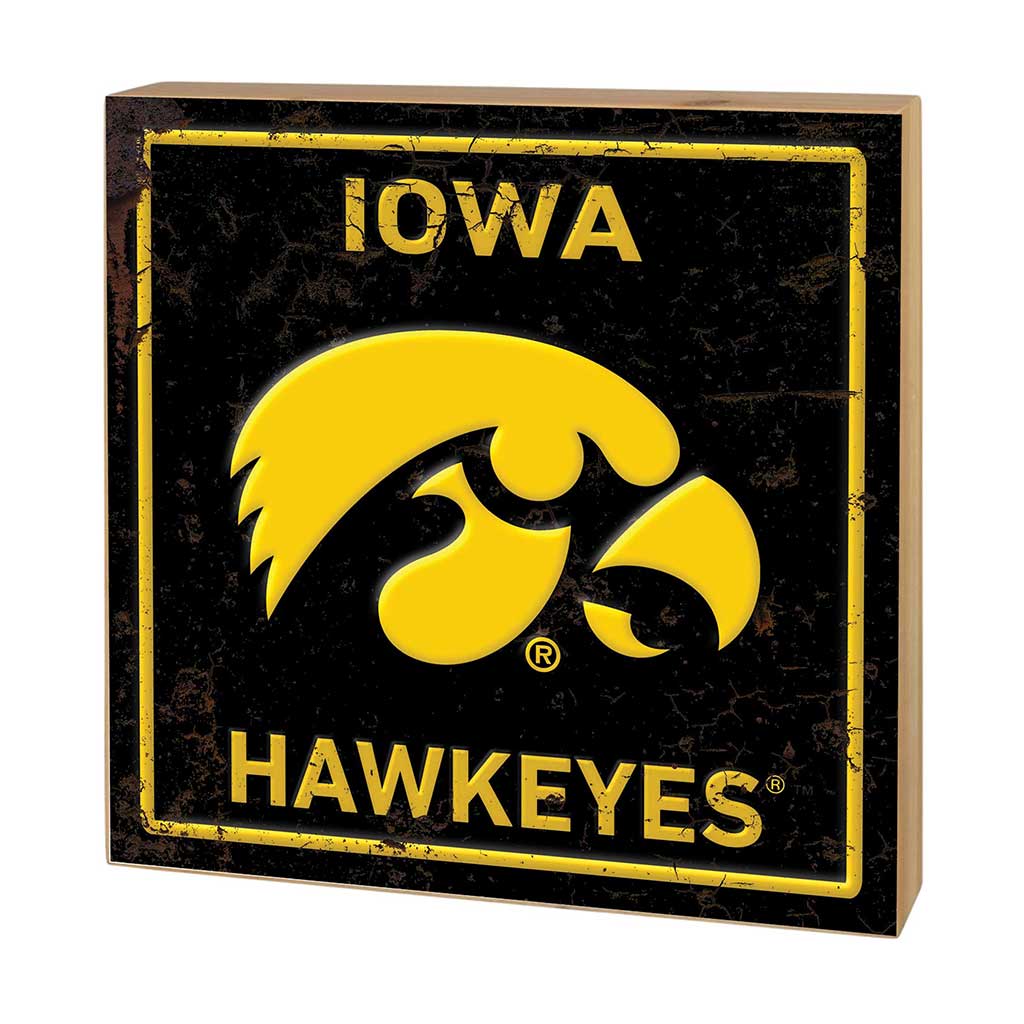 5x5 Block Faux Rusted Tin Iowa Hawkeyes