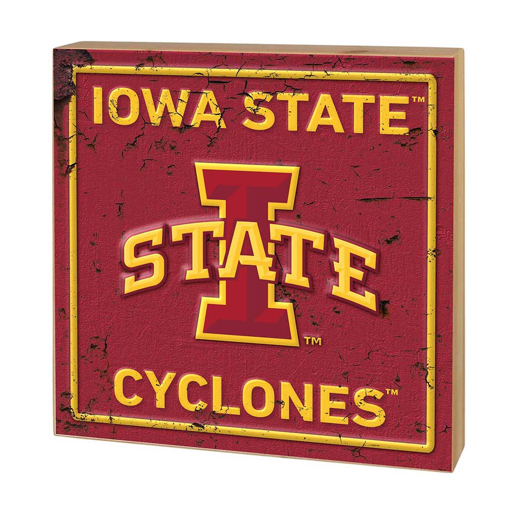 5x5 Block Faux Rusted Tin Iowa State Cyclones