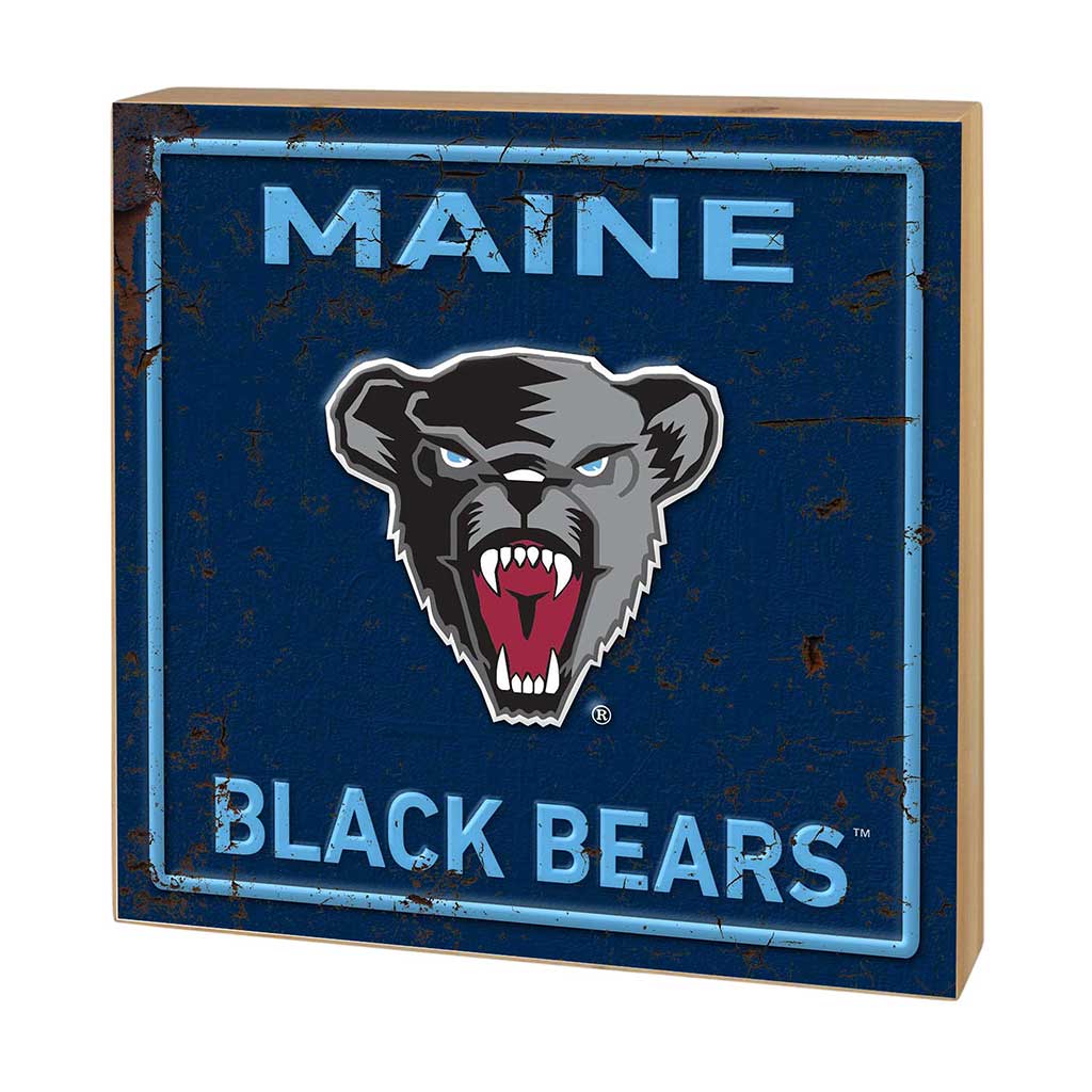 5x5 Block Faux Rusted Tin Maine (Orono) Black Bears