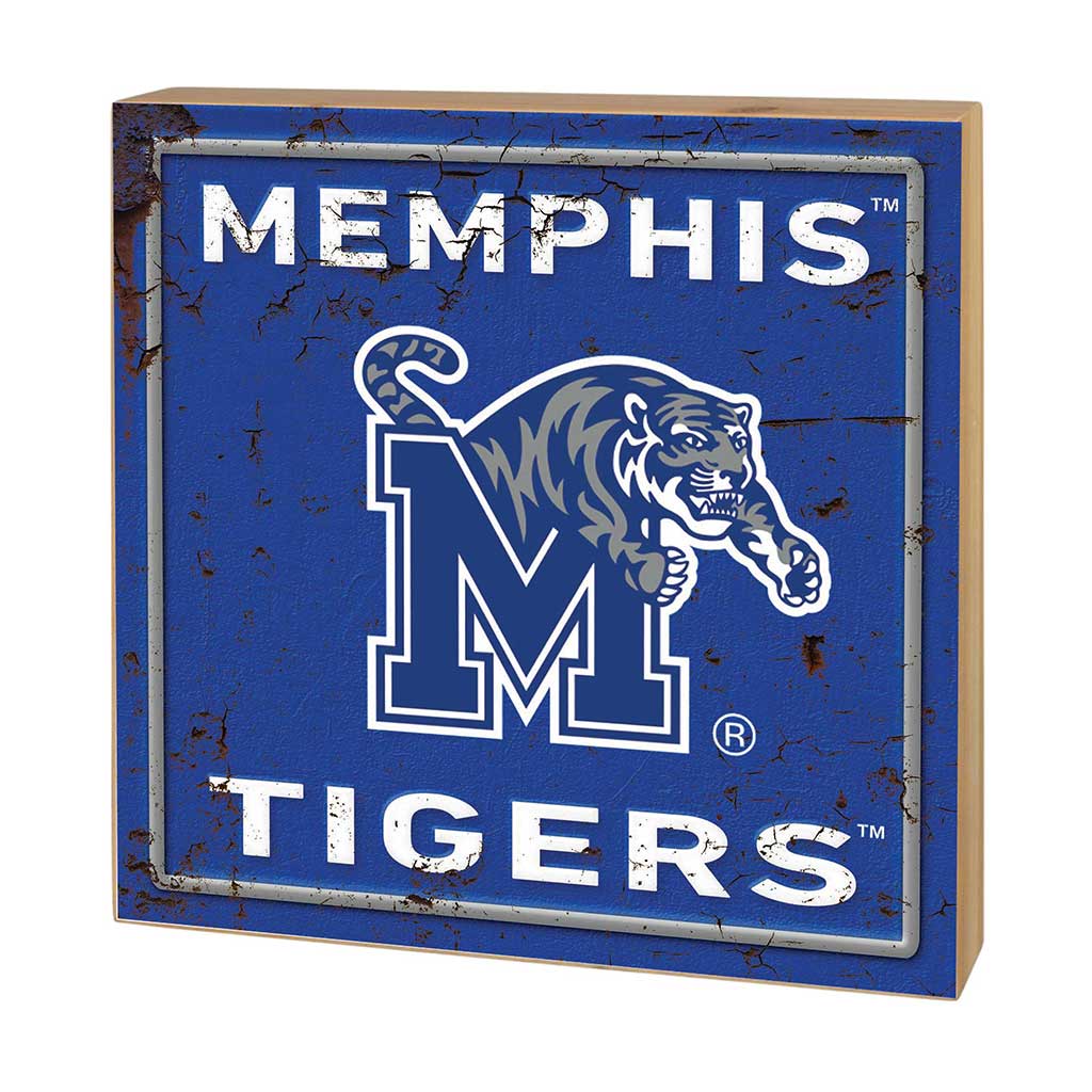 5x5 Block Faux Rusted Tin Memphis Tigers