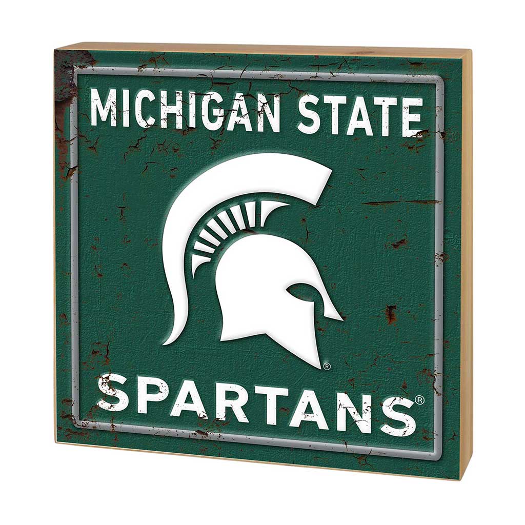 5x5 Block Faux Rusted Tin Michigan State Spartans