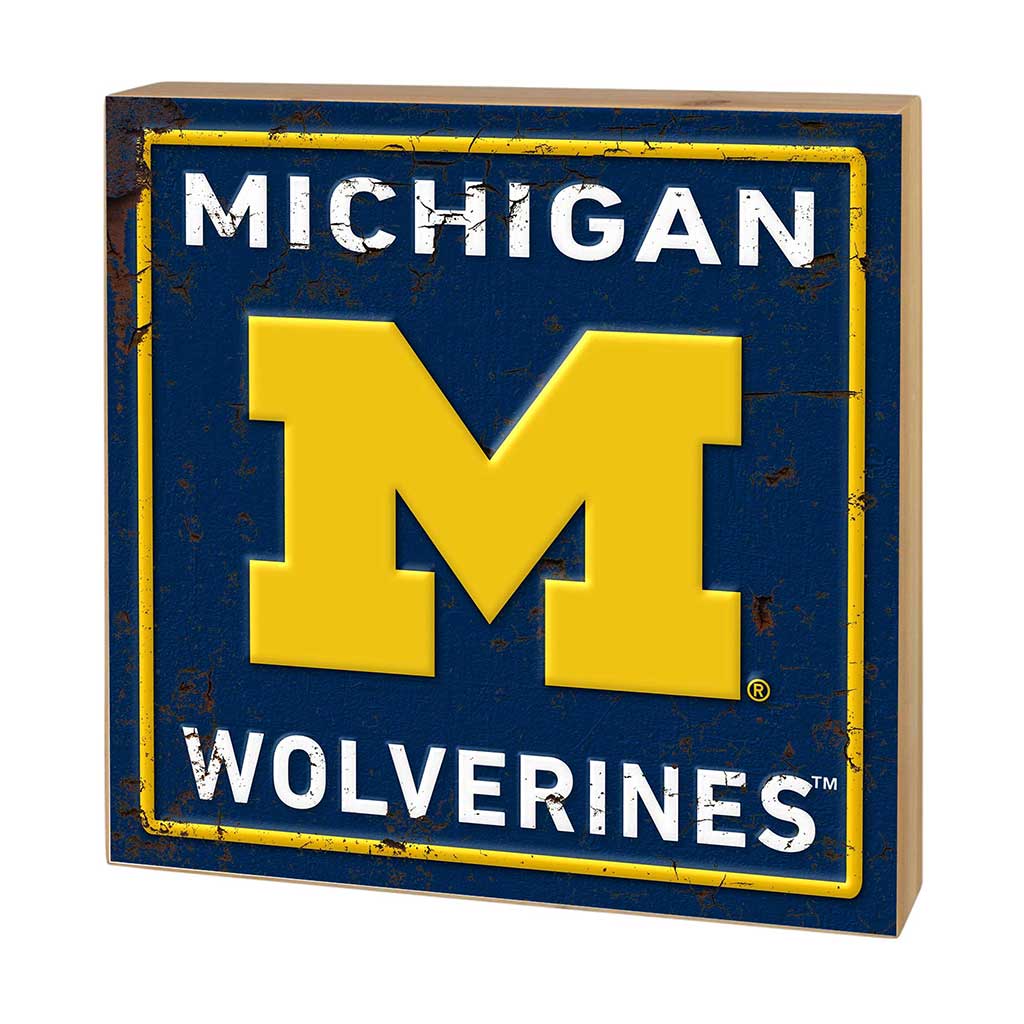 5x5 Block Faux Rusted Tin Michigan Wolverines