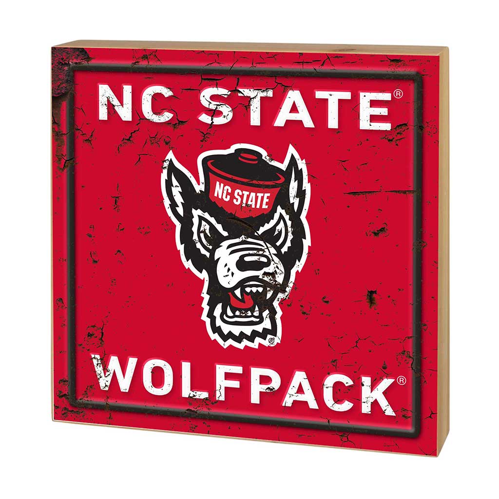 5x5 Block Faux Rusted Tin North Carolina State Wolfpack