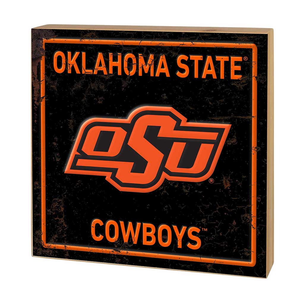 5x5 Block Faux Rusted Tin Oklahoma State Cowboys