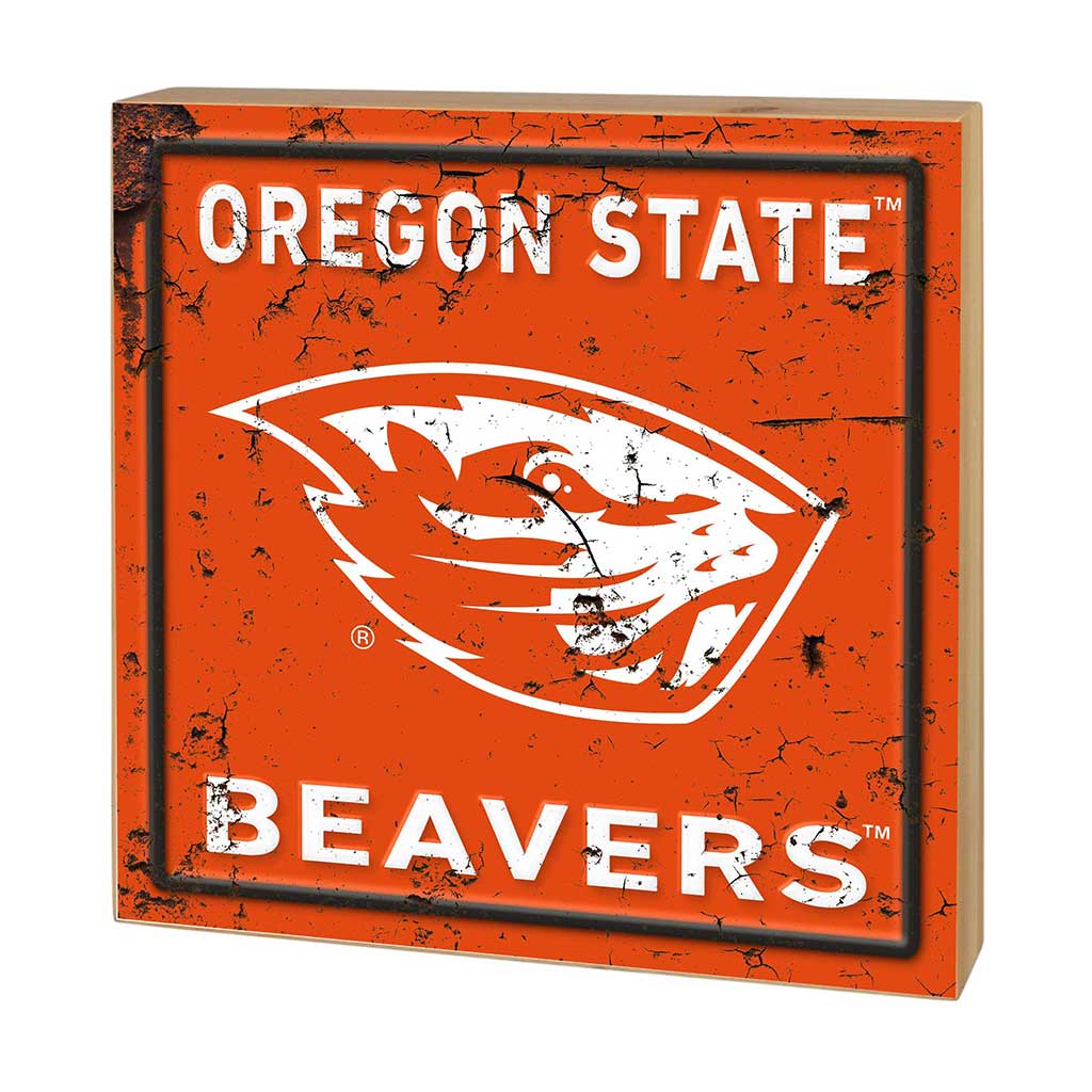 5x5 Block Faux Rusted Tin Oregon State Beavers
