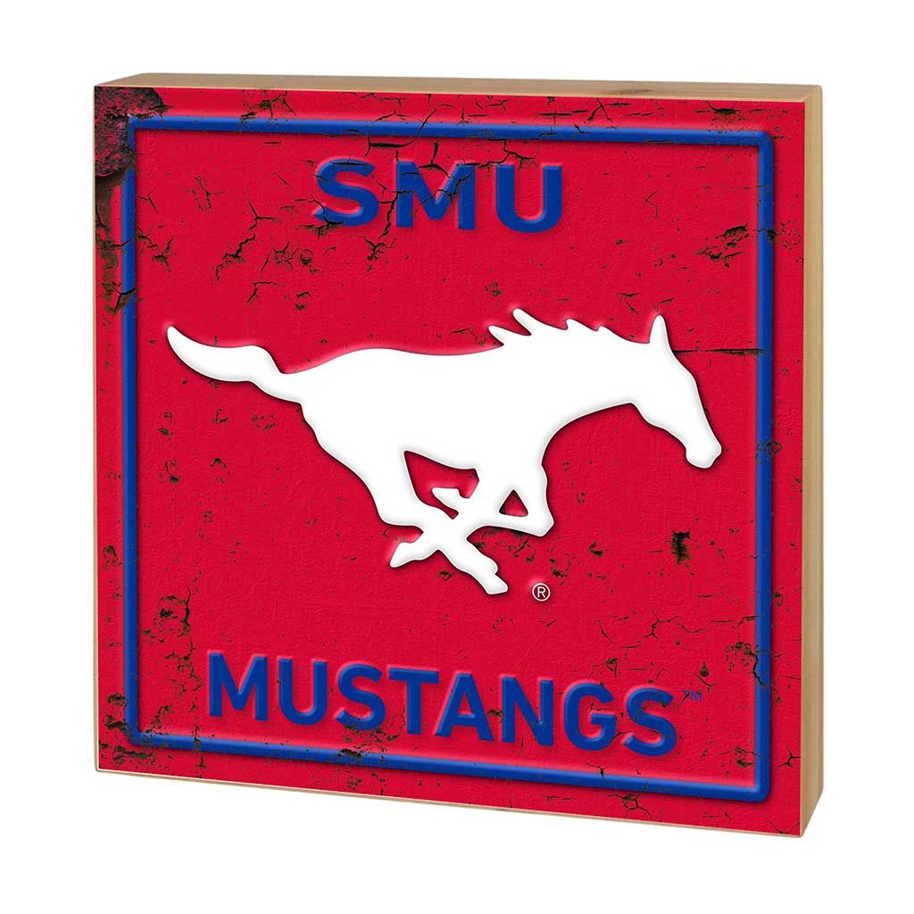5x5 Block Faux Rusted Tin Southern Methodist Mustangs