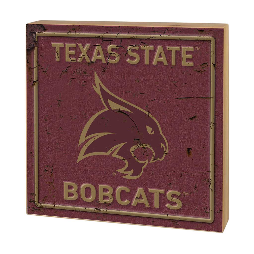 5x5 Block Faux Rusted Tin Texas State Bobcats