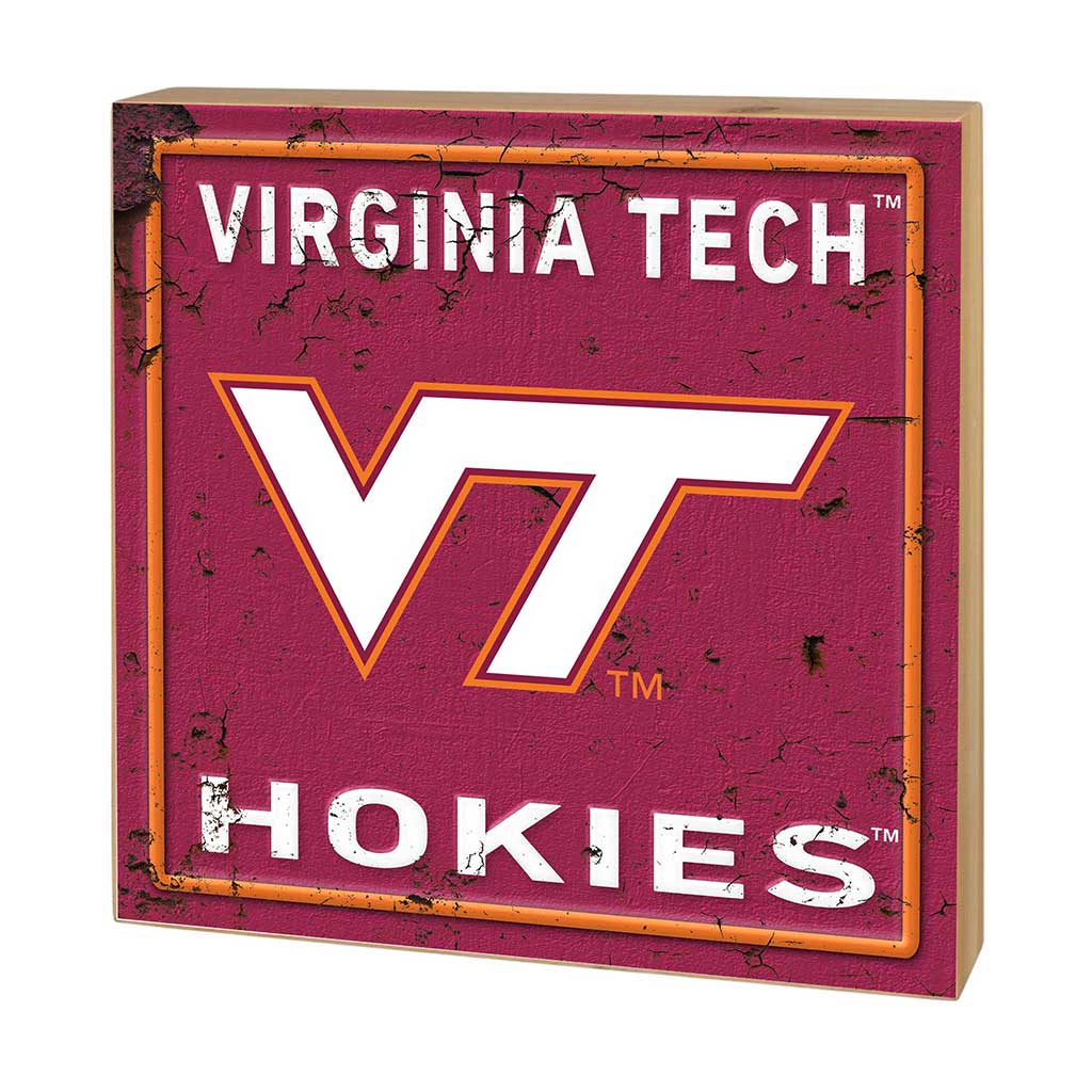 5x5 Block Faux Rusted Tin Virginia Tech Hokies