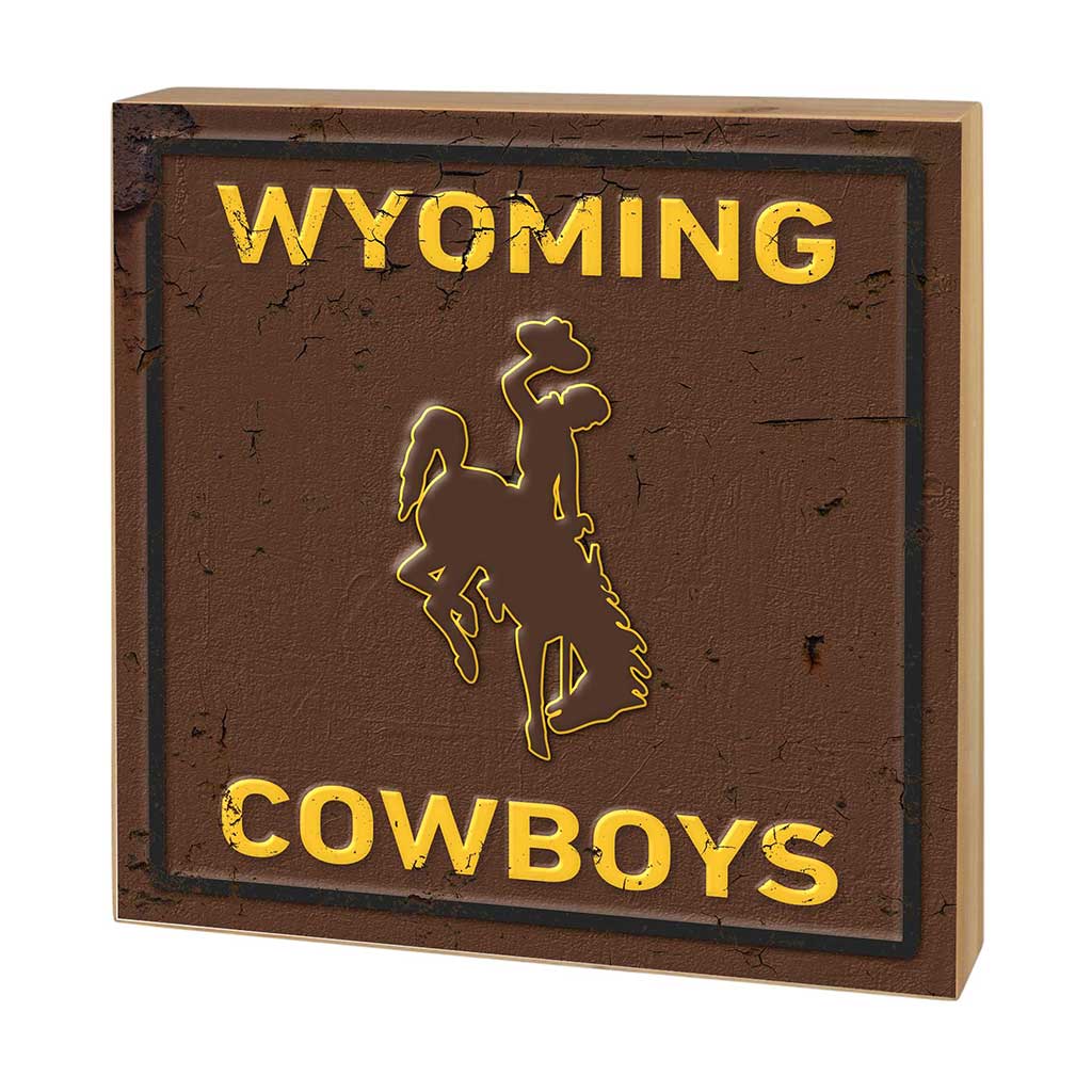 5x5 Block Faux Rusted Tin Wyoming Cowboys