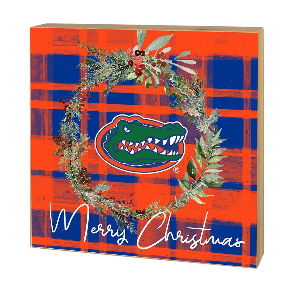 5x5 Block Merry Christmas Plaid Florida Gators