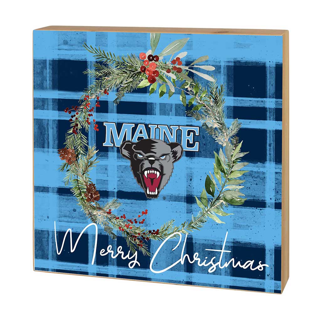 5x5 Block Merry Christmas Plaid Maine (Orono) Black Bears