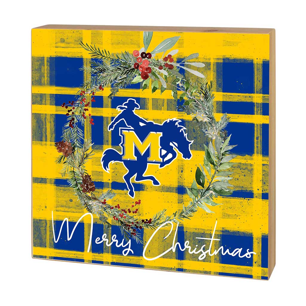 5x5 Block Merry Christmas Plaid McNeese State Cowboys