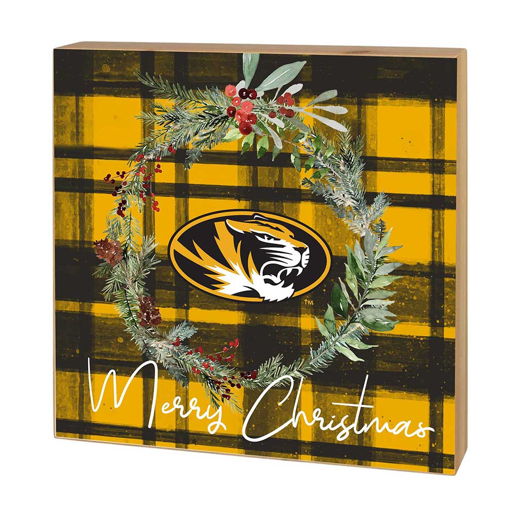 5x5 Block Merry Christmas Plaid Missouri Tigers