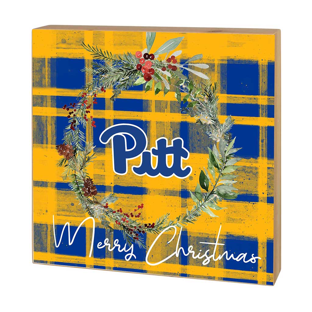 5x5 Block Merry Christmas Plaid Pittsburgh Panthers