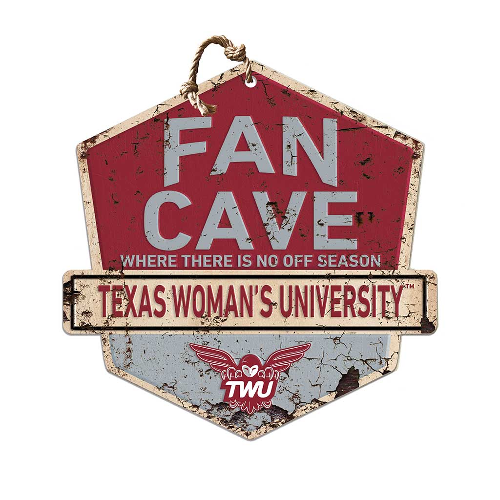 Rustic Badge Fan Cave Sign Texas Women's University Pioneers