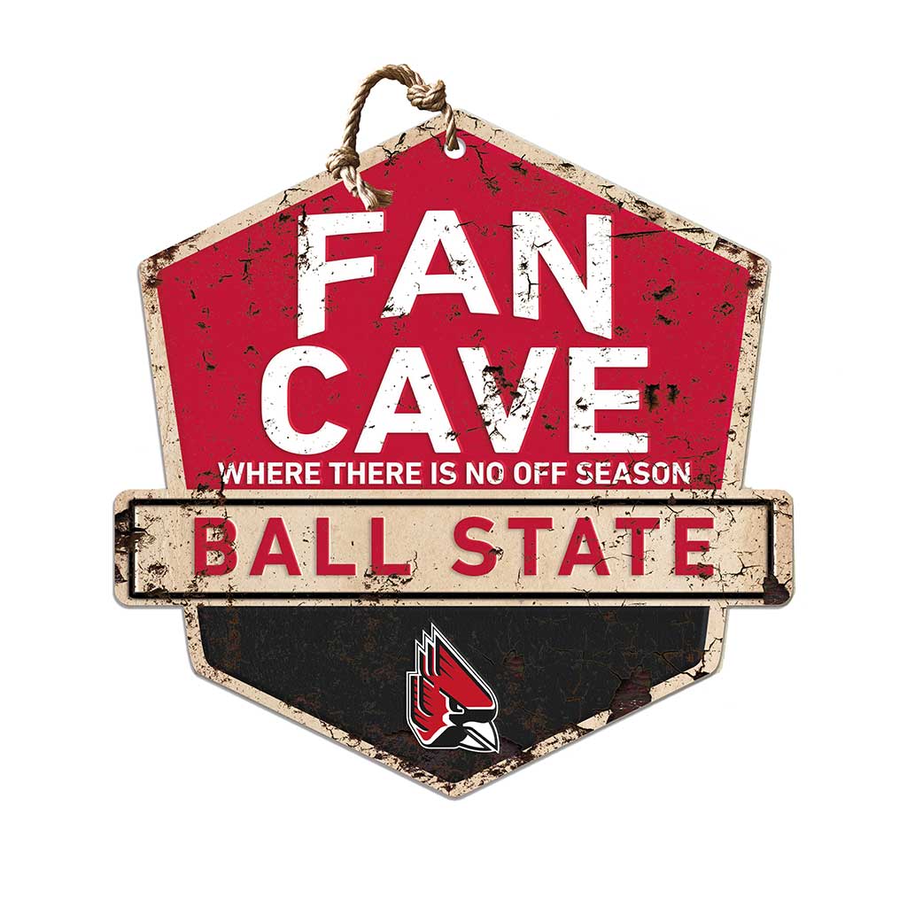 Rustic Badge Fan Cave Sign Ball State Cardinals