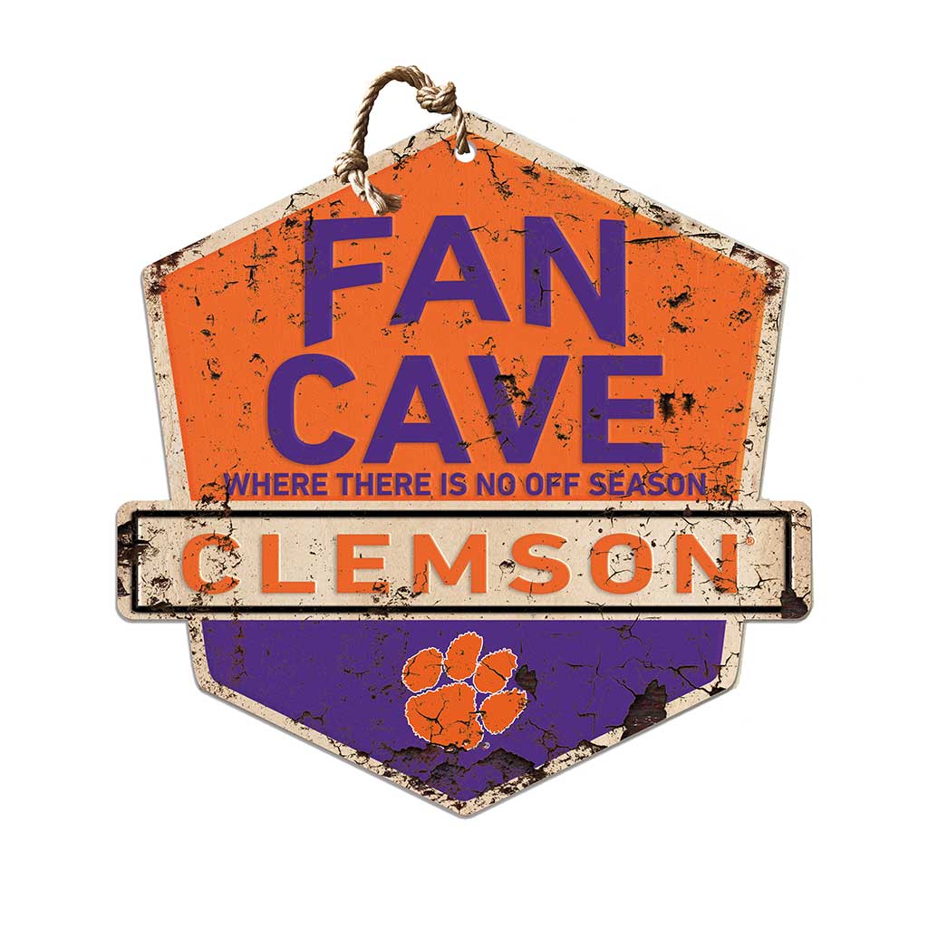 Rustic Badge Fan Cave Sign Clemson Tigers