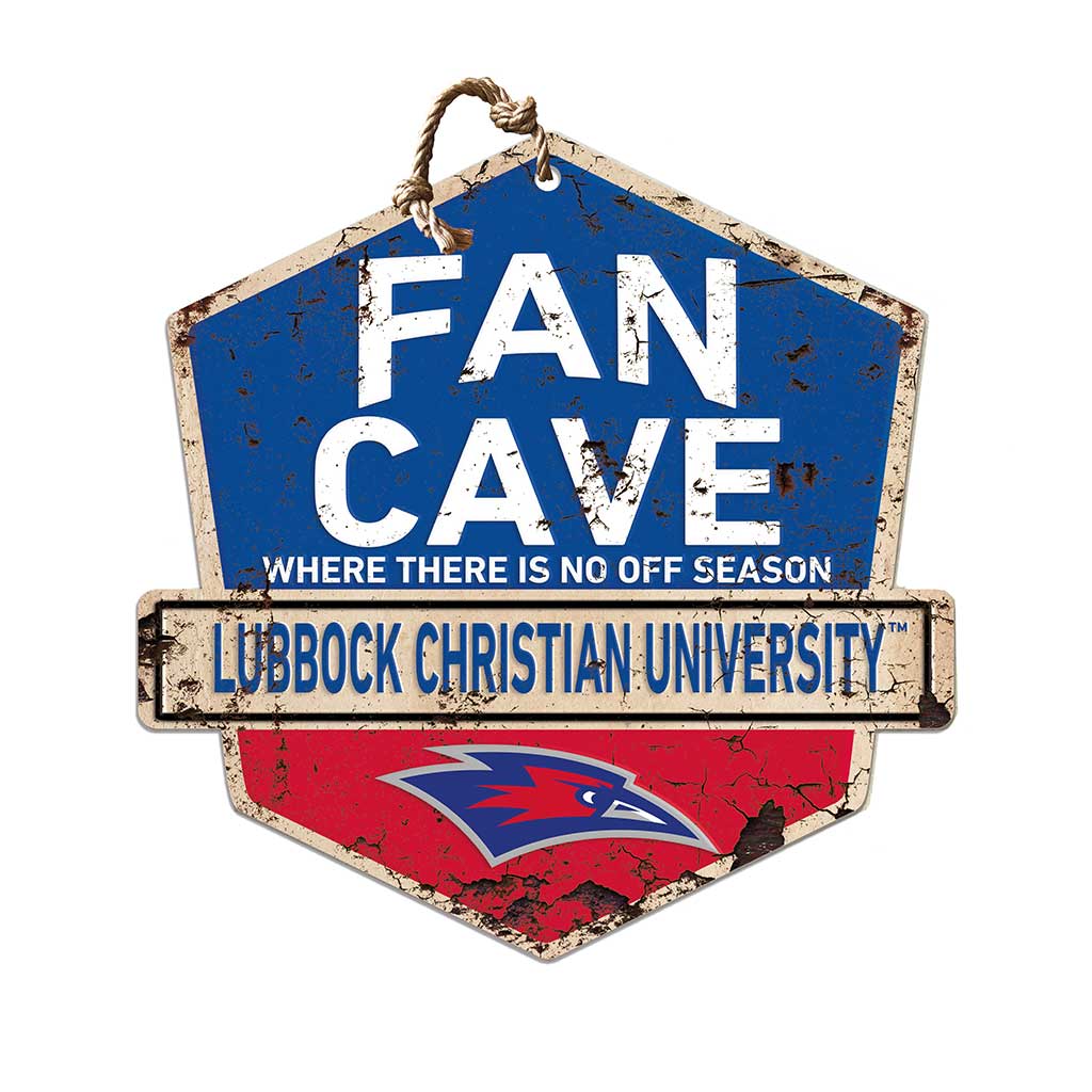 Rustic Badge Fan Cave Sign Lubbock Christian Chaparrals