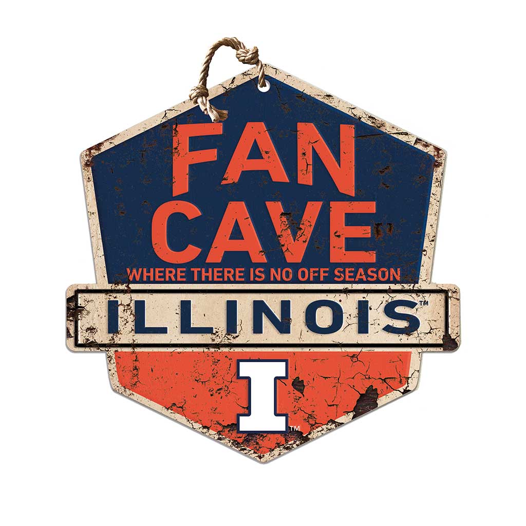 Rustic Badge Fan Cave Sign Illinois Fighting Illini