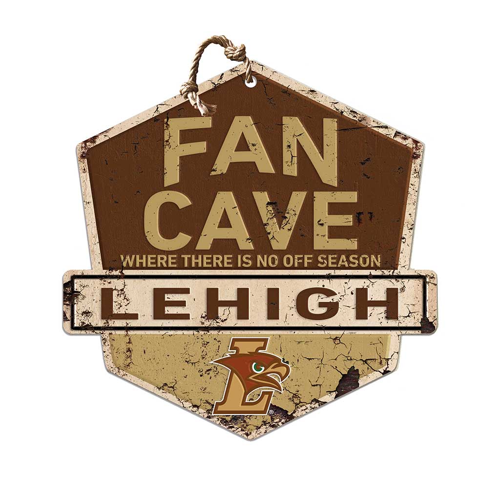 Rustic Badge Fan Cave Sign Lehigh Mountain Hawks