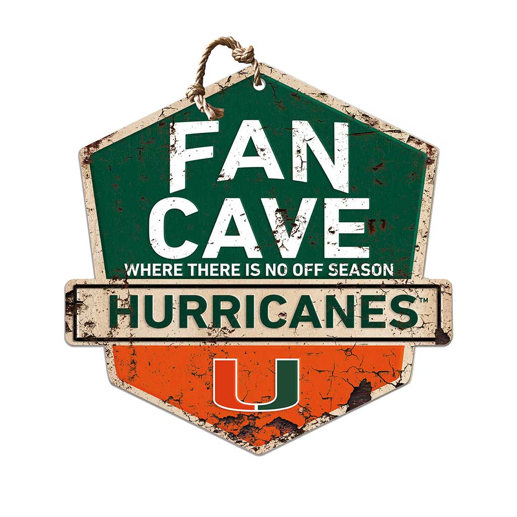 Rustic Badge Fan Cave Sign Miami Hurricanes
