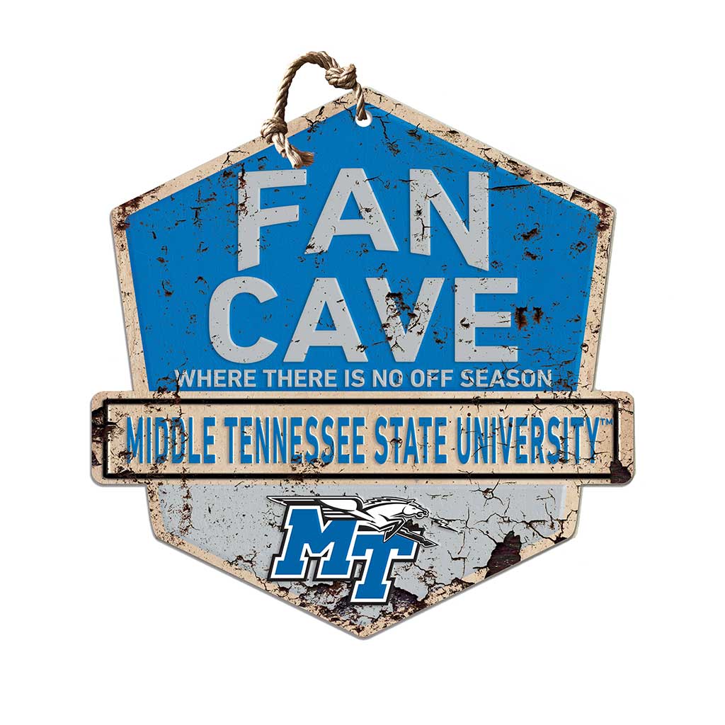 Rustic Badge Fan Cave Sign Middle Tennessee State Blue Raiders