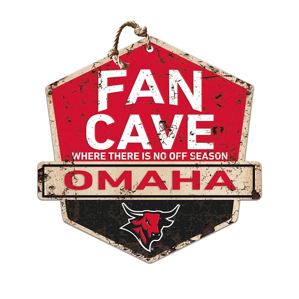 Rustic Badge Fan Cave Sign Nebraska at Omaha Mavericks
