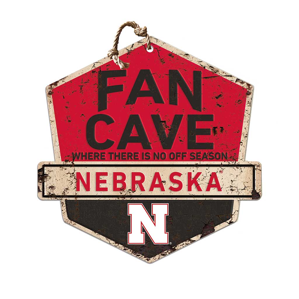Rustic Badge Fan Cave Sign Nebraska Cornhuskers
