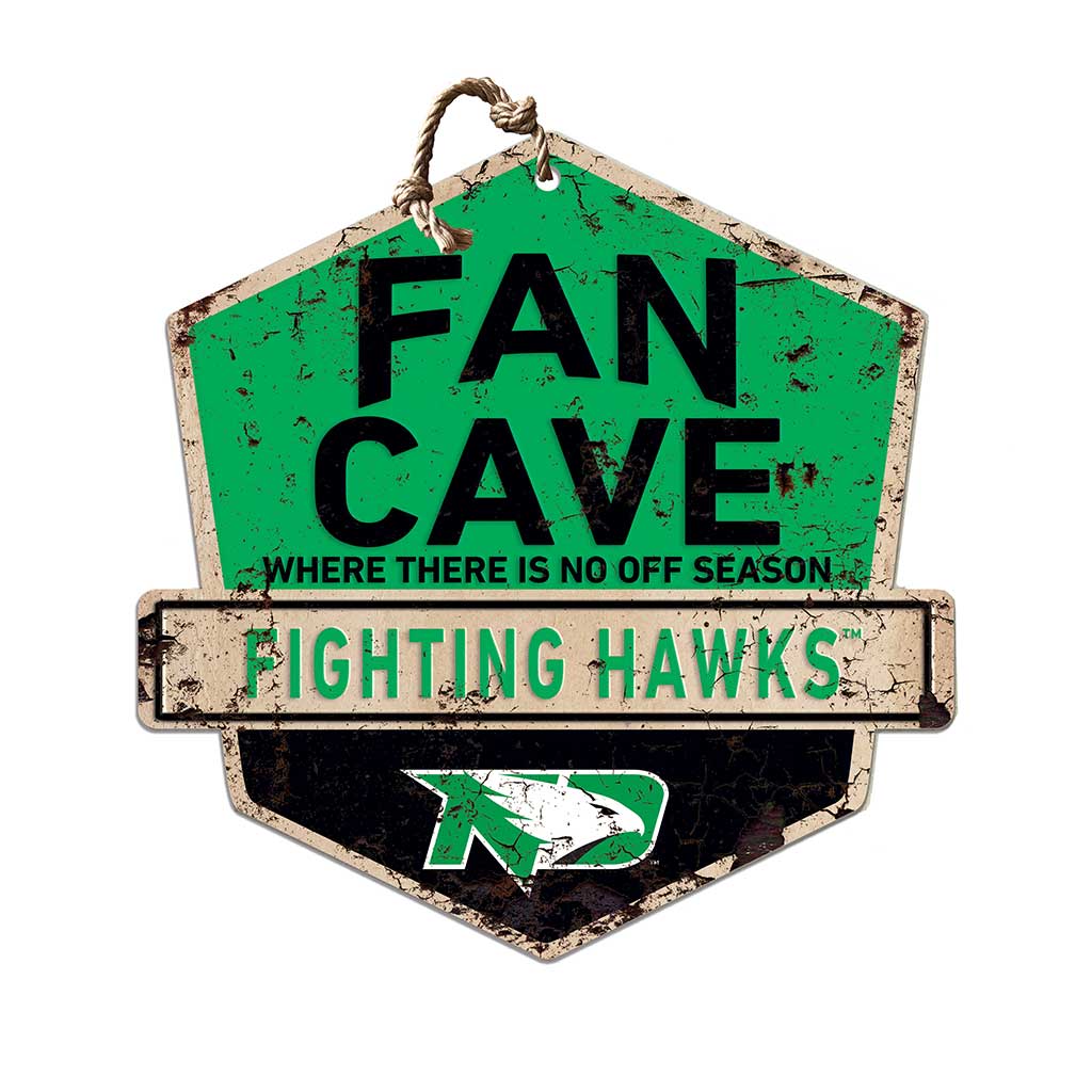 Rustic Badge Fan Cave Sign North Dakota Fighting Hawks