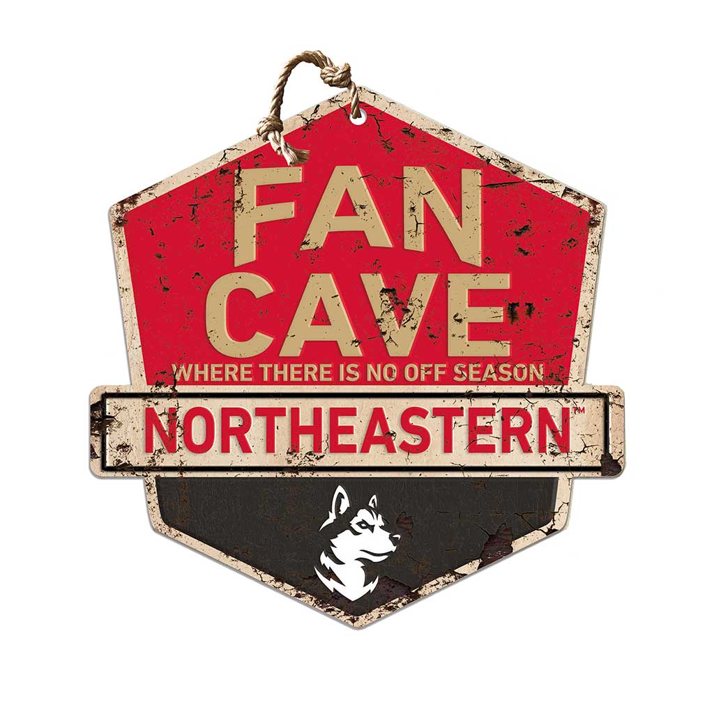 Rustic Badge Fan Cave Sign Northeastern Huskies