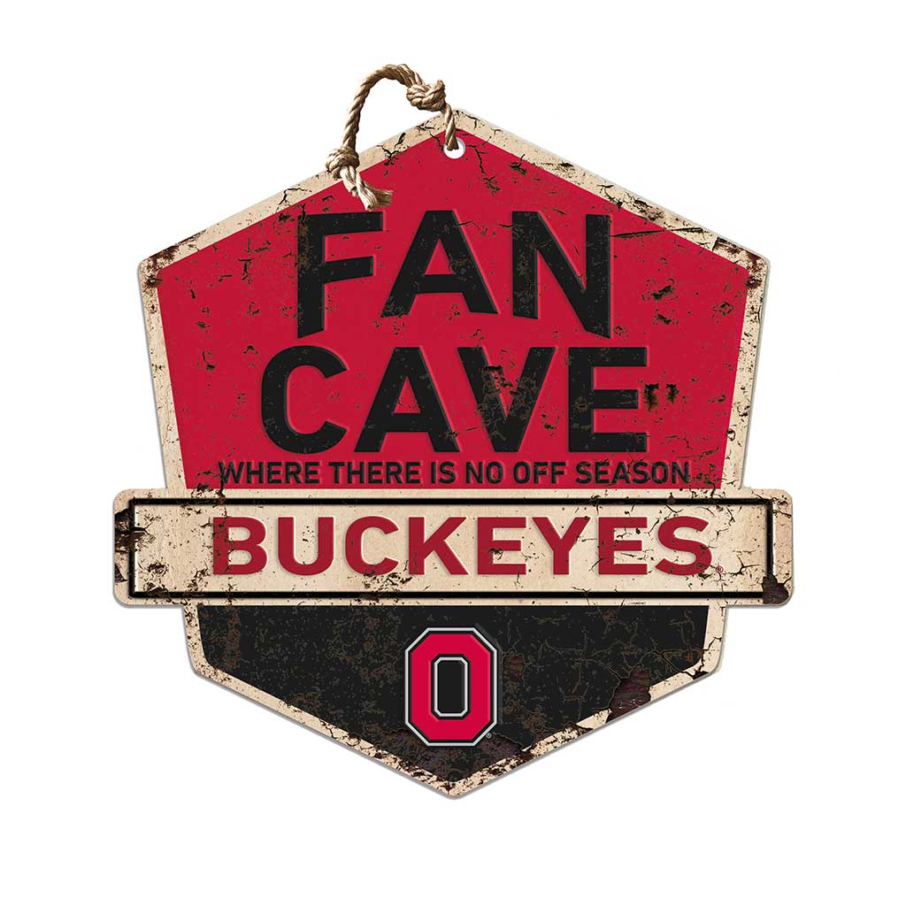Rustic Badge Fan Cave Sign Ohio State Buckeyes