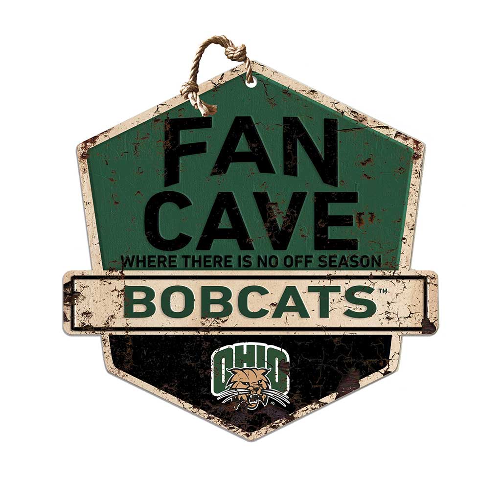 Rustic Badge Fan Cave Sign Ohio Univ Bobcats