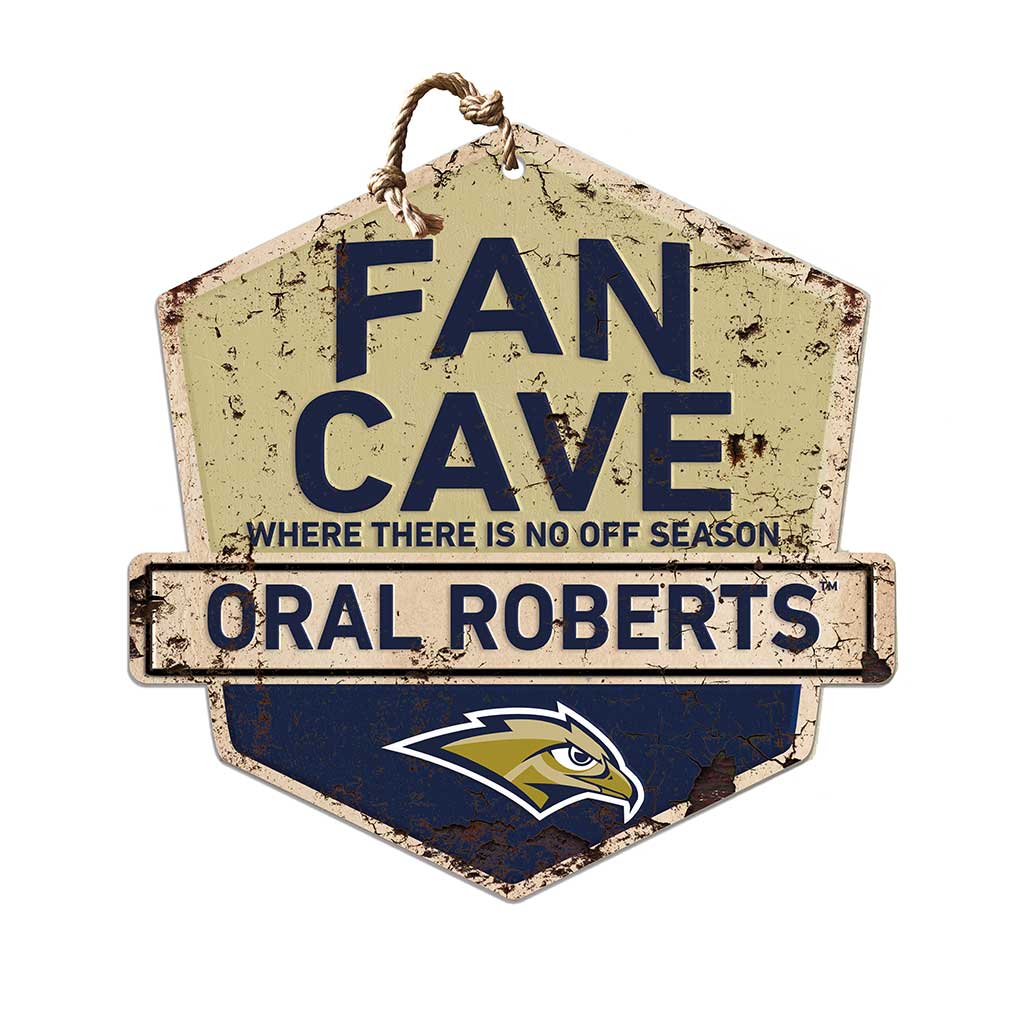 Rustic Badge Fan Cave Sign Oral Roberts Golden Eagles