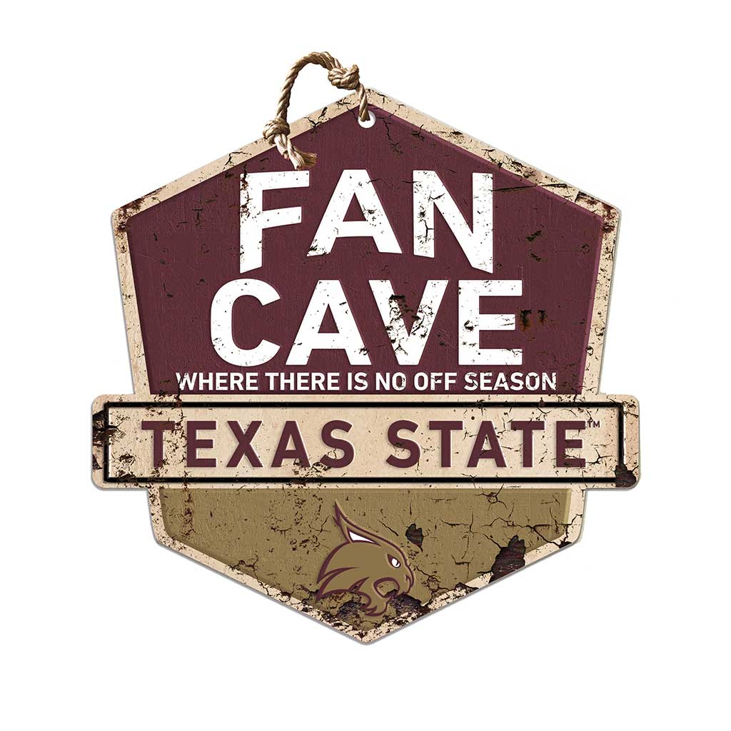 Rustic Badge Fan Cave Sign Texas State Bobcats