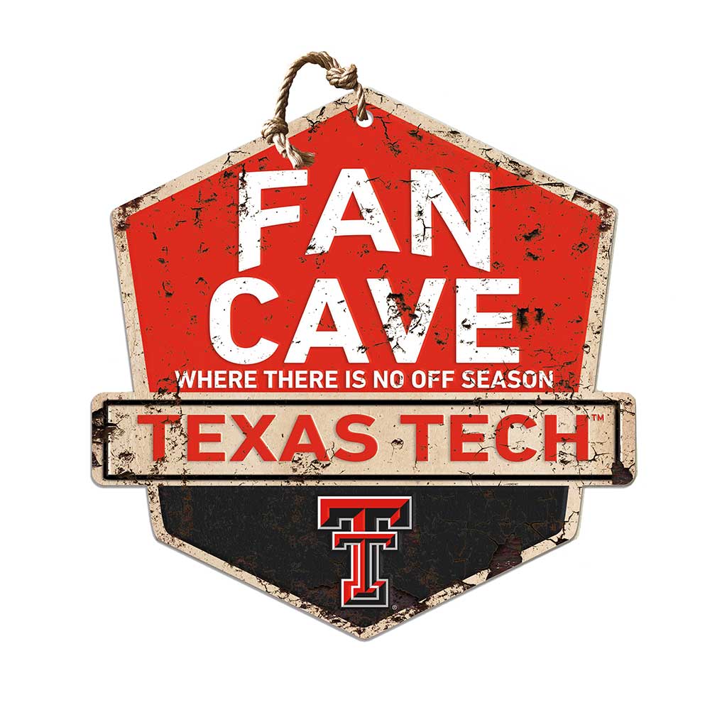 Rustic Badge Fan Cave Sign Texas Tech Red Raiders