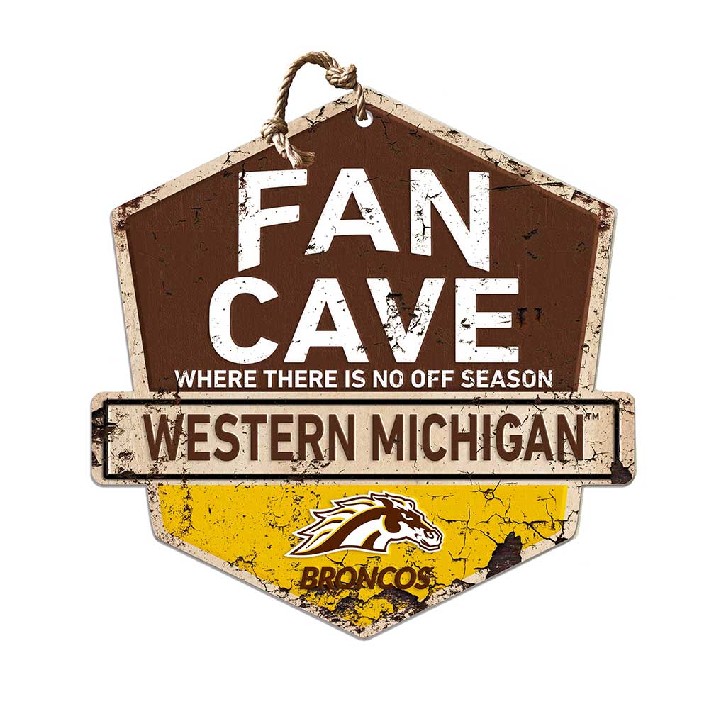 Rustic Badge Fan Cave Sign Western Michigan Broncos