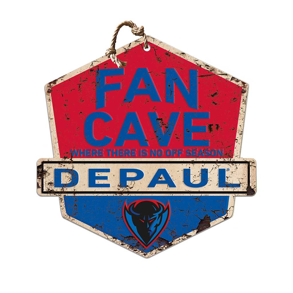 Rustic Badge Fan Cave Sign DePaul Blue Demons