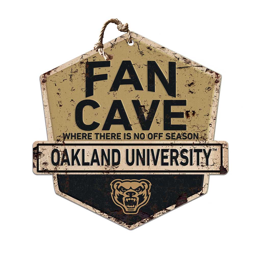 Rustic Badge Fan Cave Sign Oakland University Golden Grizzlies