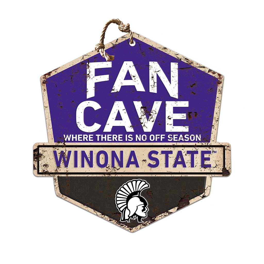 Rustic Badge Fan Cave Sign Winona State University Warriors