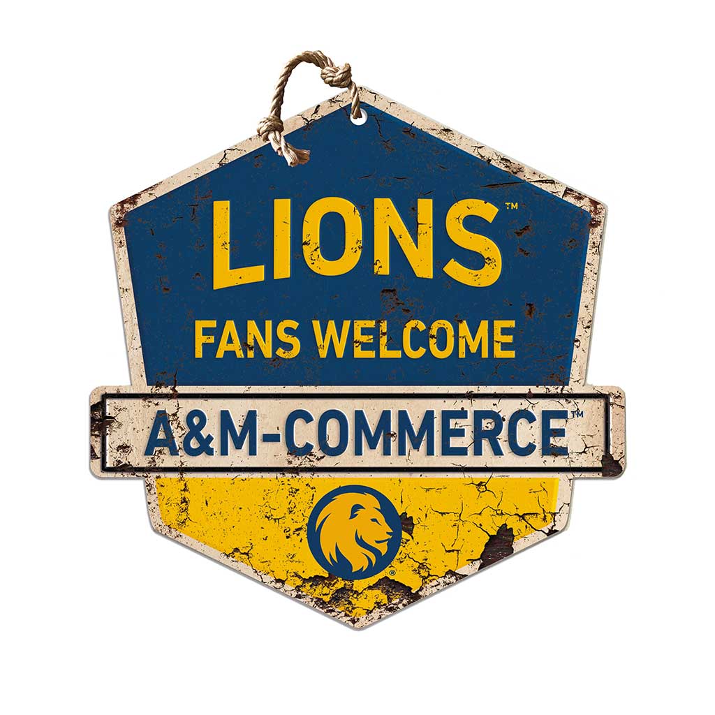 Rustic Badge Fans Welcome Sign Texas A&M University - Commerce Lions