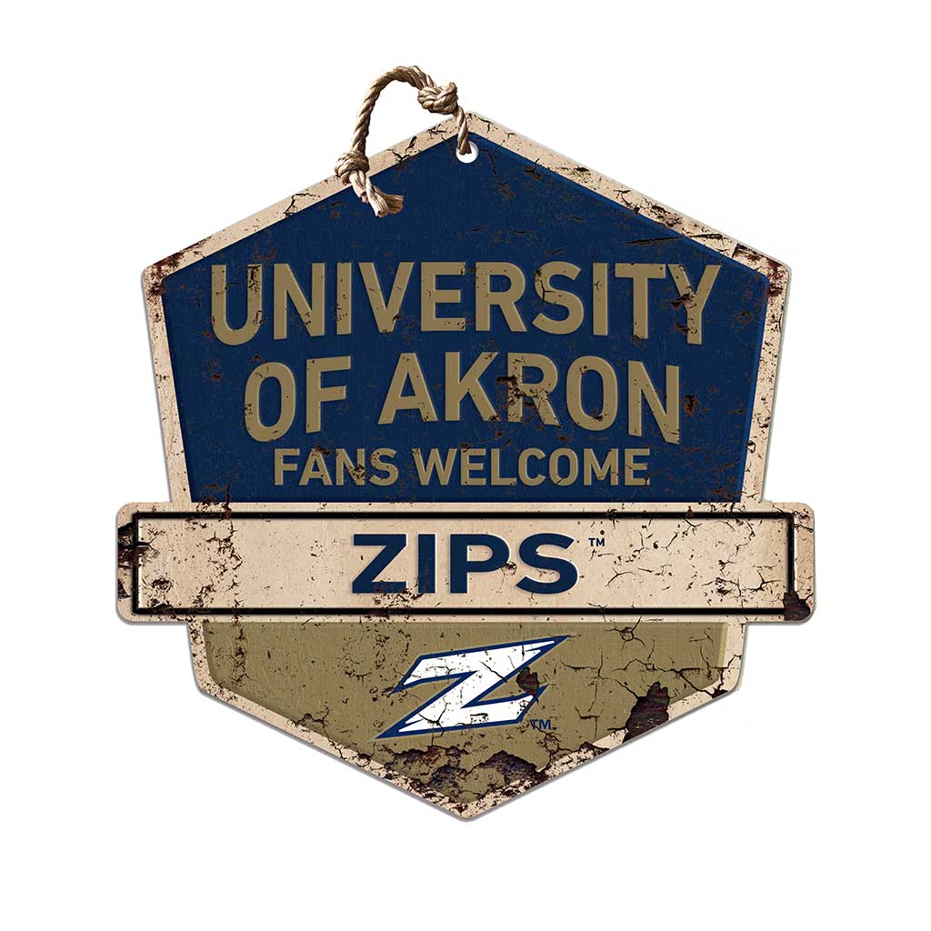 Rustic Badge Fans Welcome Sign Akron Zips