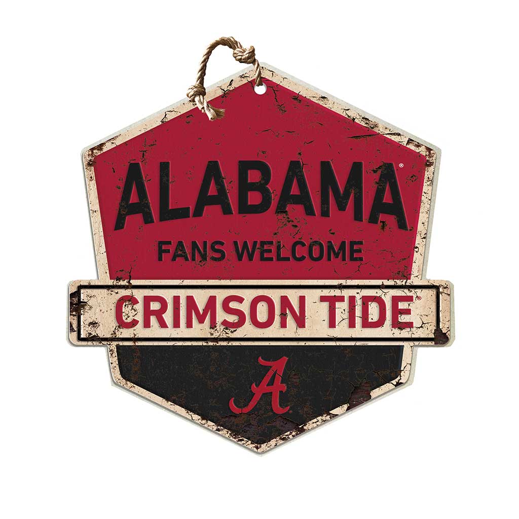 Rustic Badge Fans Welcome Sign Alabama Crimson Tide