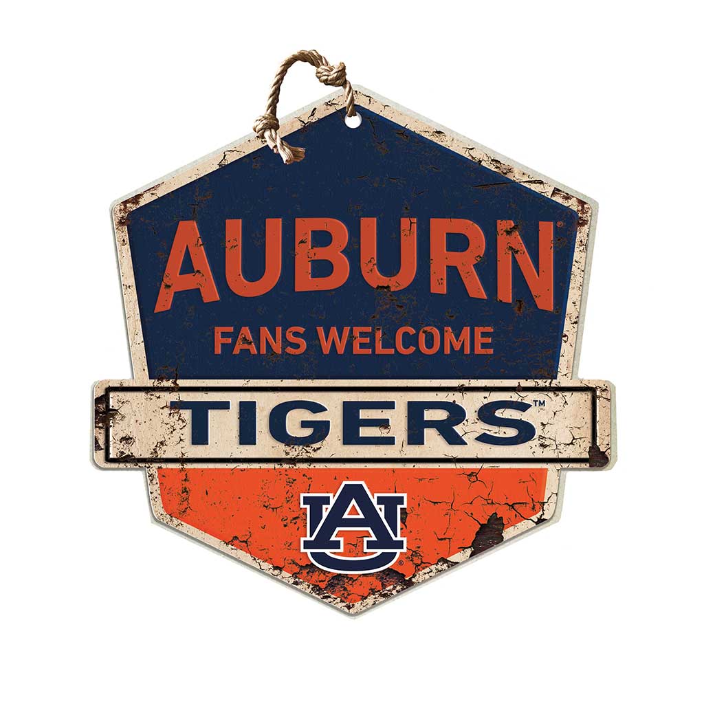 Rustic Badge Fans Welcome Sign Auburn Tigers