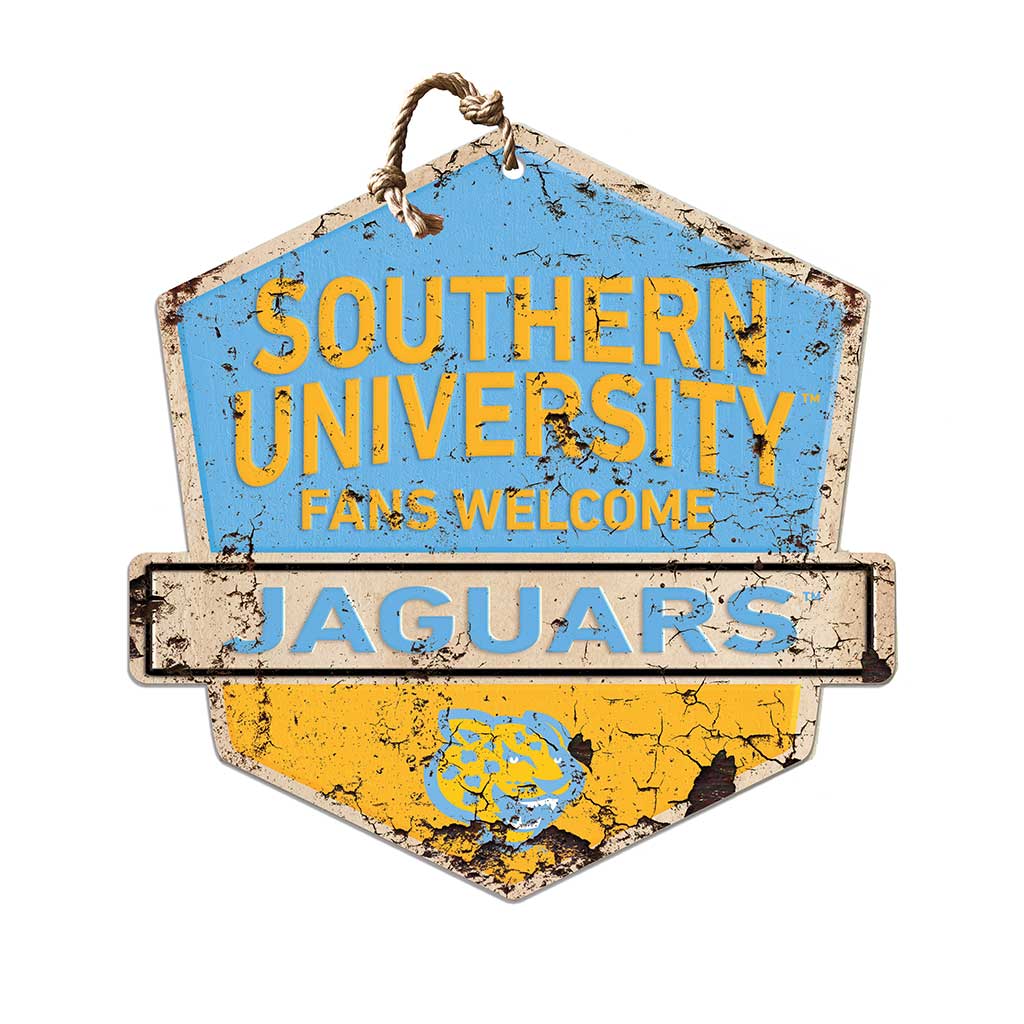 Rustic Badge Fans Welcome Sign Southern University Jaguars