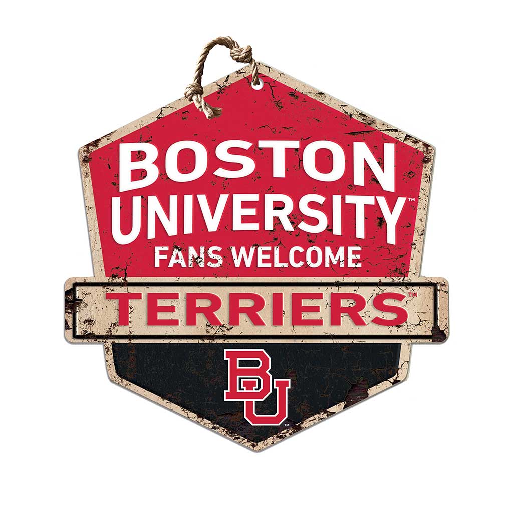 Rustic Badge Fans Welcome Sign Boston University Terriers
