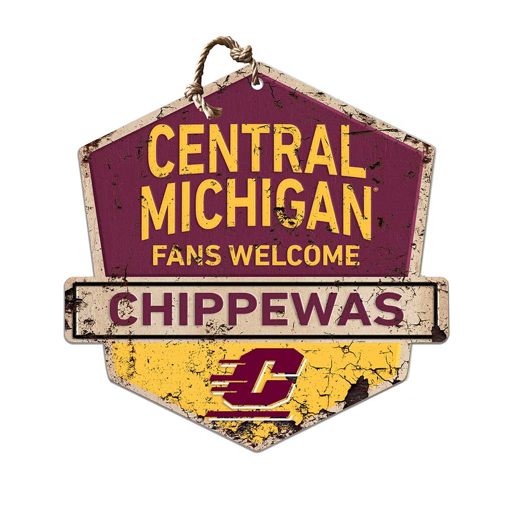 Rustic Badge Fans Welcome Sign Central Michigan Chippewas