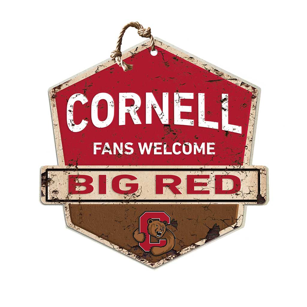 Rustic Badge Fans Welcome Sign Cornell Big Red