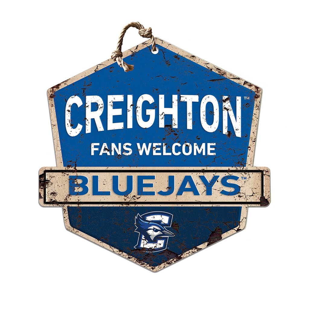 Rustic Badge Fans Welcome Sign Creighton Bluejays